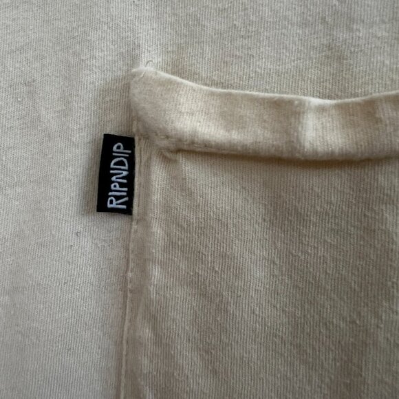 RIPNDIP Shirt Mens Medium Beige Skeleton Middle Finger Long Sleeve Tee - Picture 5 of 9